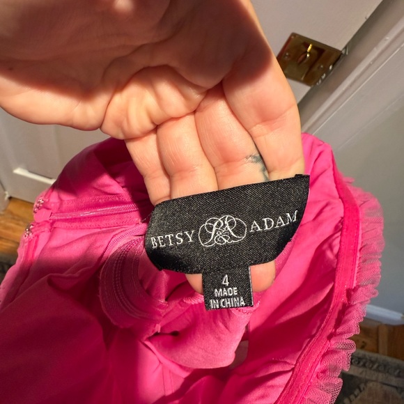 Betsy & Adam Vibrant Pink Tiered Dress - Picture 7 of 7